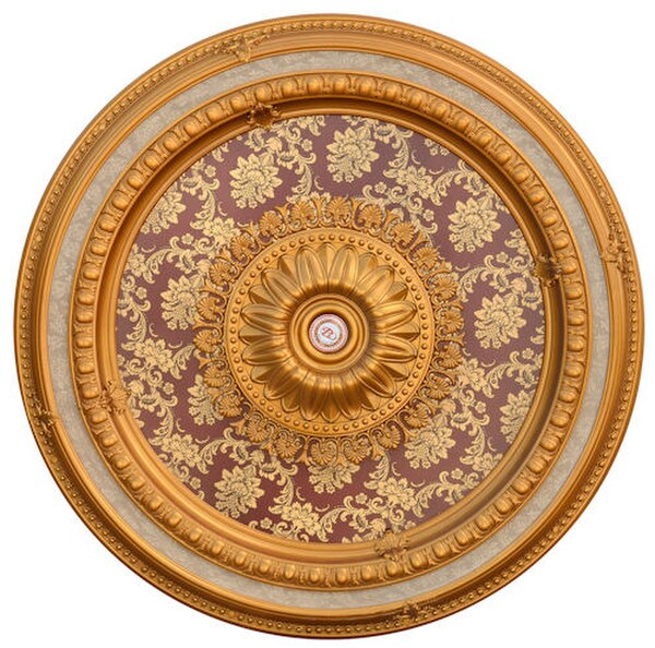 Burgundy Brocade Circle Ceiling Medallion Round Ornate Egg Dart